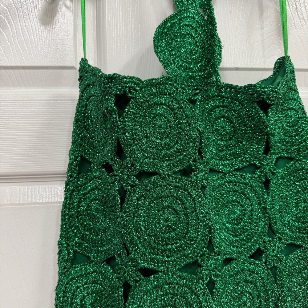 Simon Miller Green Mini Dress with Circular Fringe - Picture 3 of 5